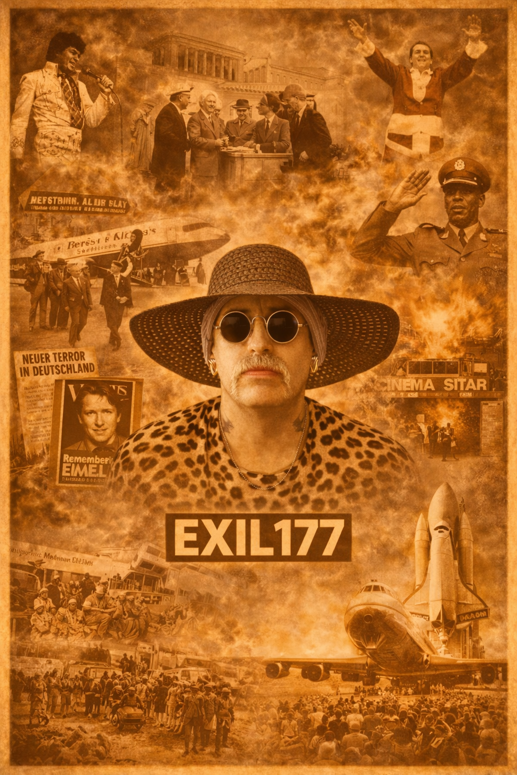 Exil 177 Collage zum Jahr 1977 mit Deutschem Herbst, Landshut Entführung, Stammheim, Elvis Presley und Kalter Krieg