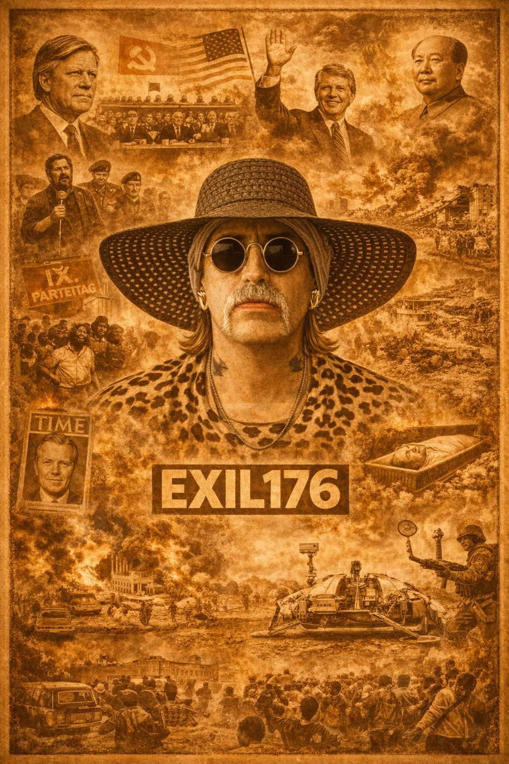 Exil 176 Collage zum Jahr 1976 mit Ereignissen aus Deutschland Ost und West sowie weltpolitischen Entwicklungen