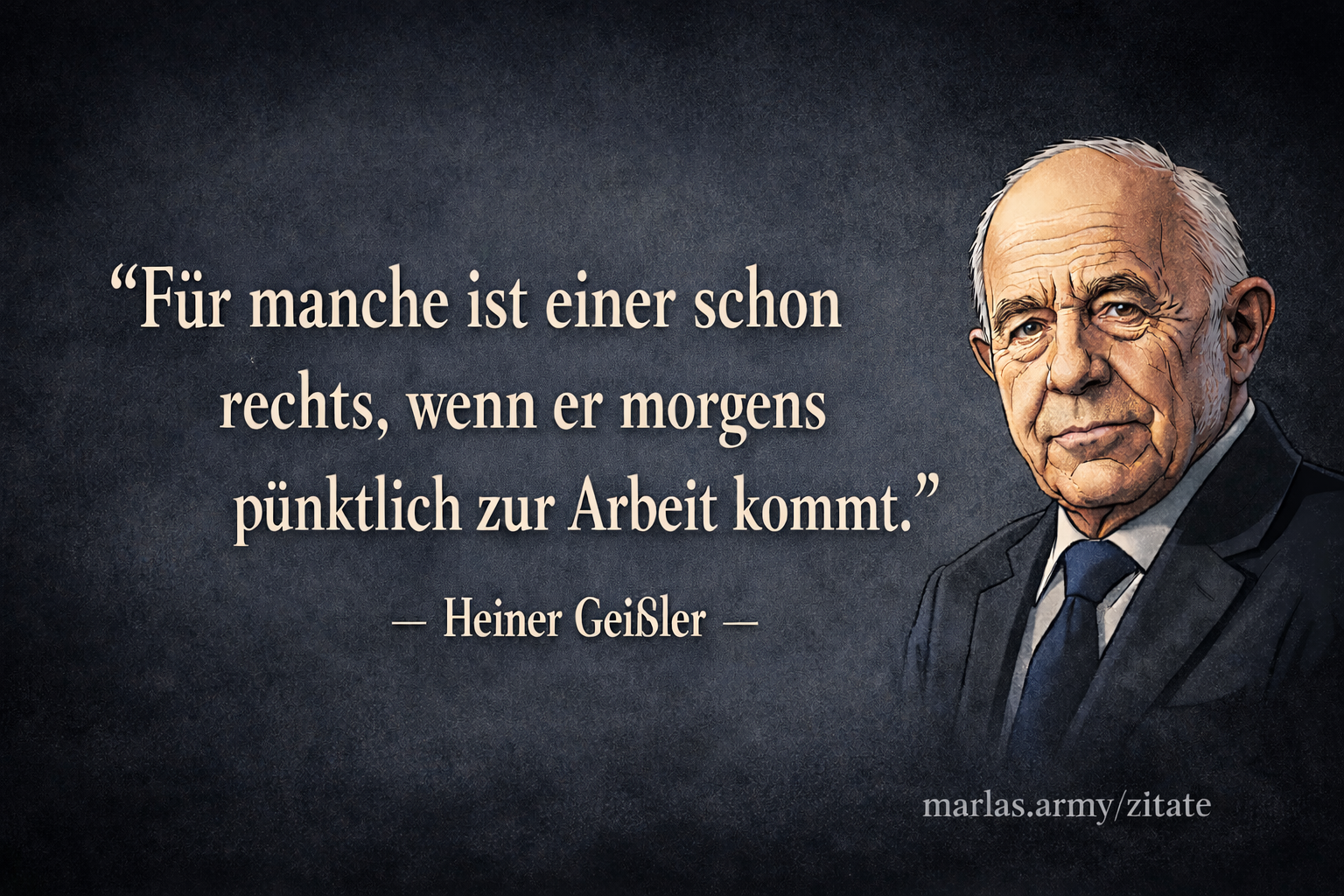 Zitat von Heiner Geißler: Für manche ist einer schon rechts, wenn er morgens pünktlich zur Arbeit kommt.